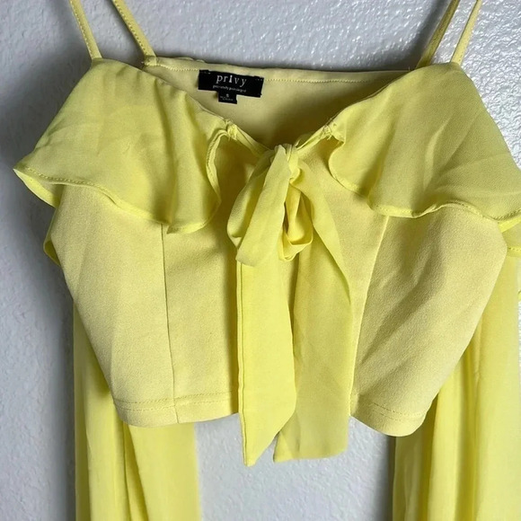 Privy Yellow Long Sleeve Open Shoulder Top - Picture 4 of 7